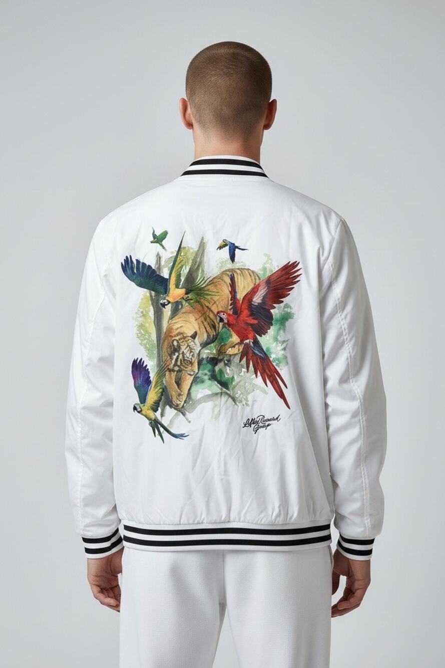 3XL Jacket LRG Lifted Research Group bomber tiger tropical bird Y2K Vintage